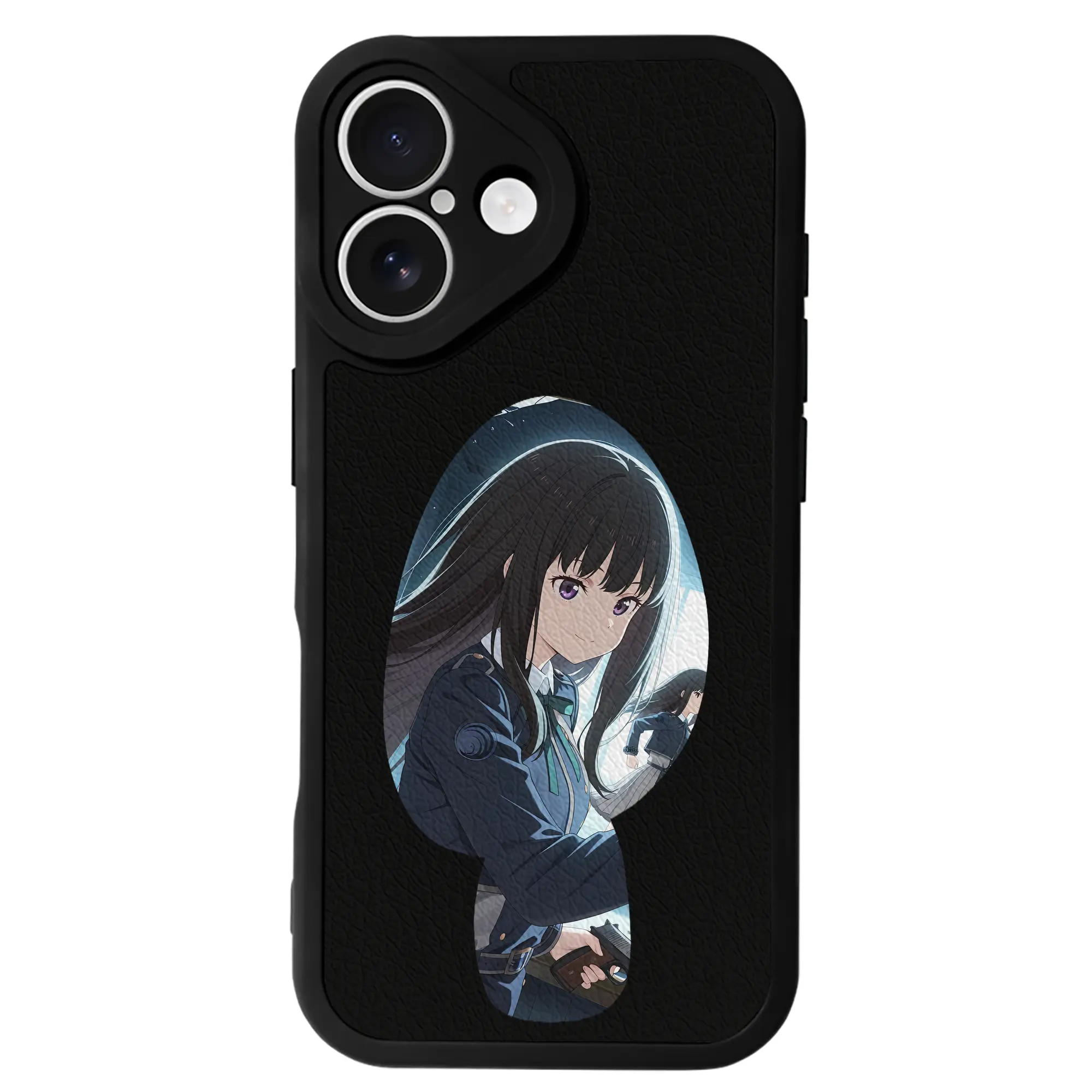 リコリス・リコイル グッズ,井ノ上たきな - IPhone 16シリーズ対応 ・ シリコンスマホケース ・ レザー調 ・ 高精度フィット ・ 耐衝撃 ・ ワイヤレス充電対応 ・ 精密カット